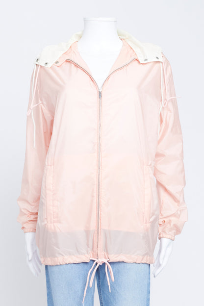 Pink Double Hood Nylon Raincoat