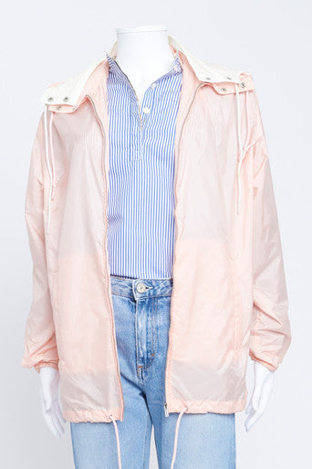 Pink Double Hood Nylon Raincoat