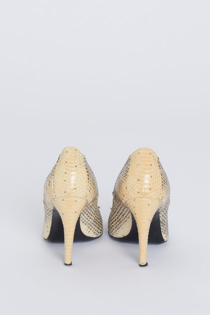 Cream Snake Print Preowned Pumps