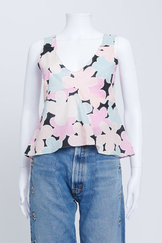 Pink Abstract Floral Print Top