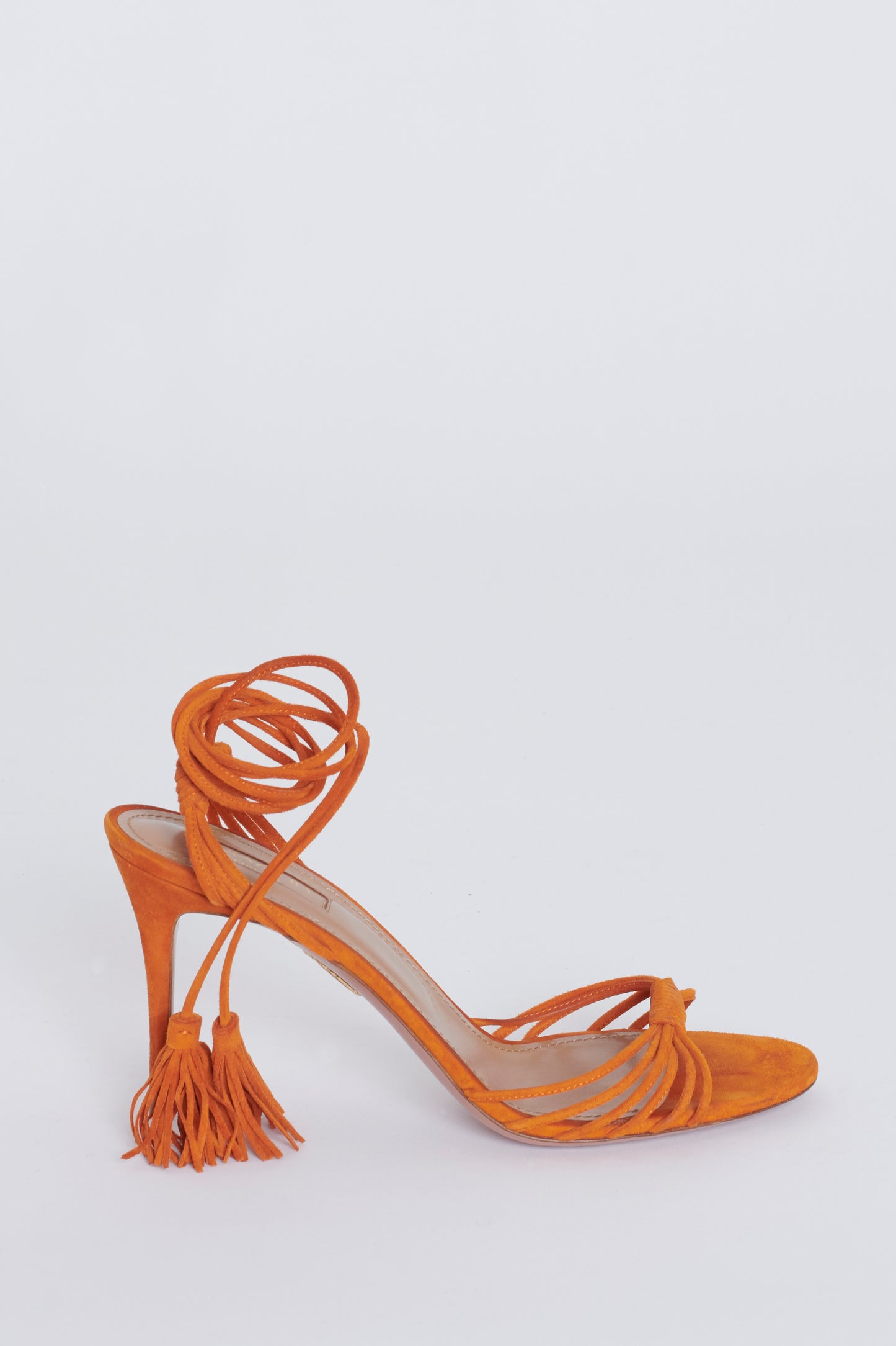 Orange Suede Ankle Wrap Preowned Heels