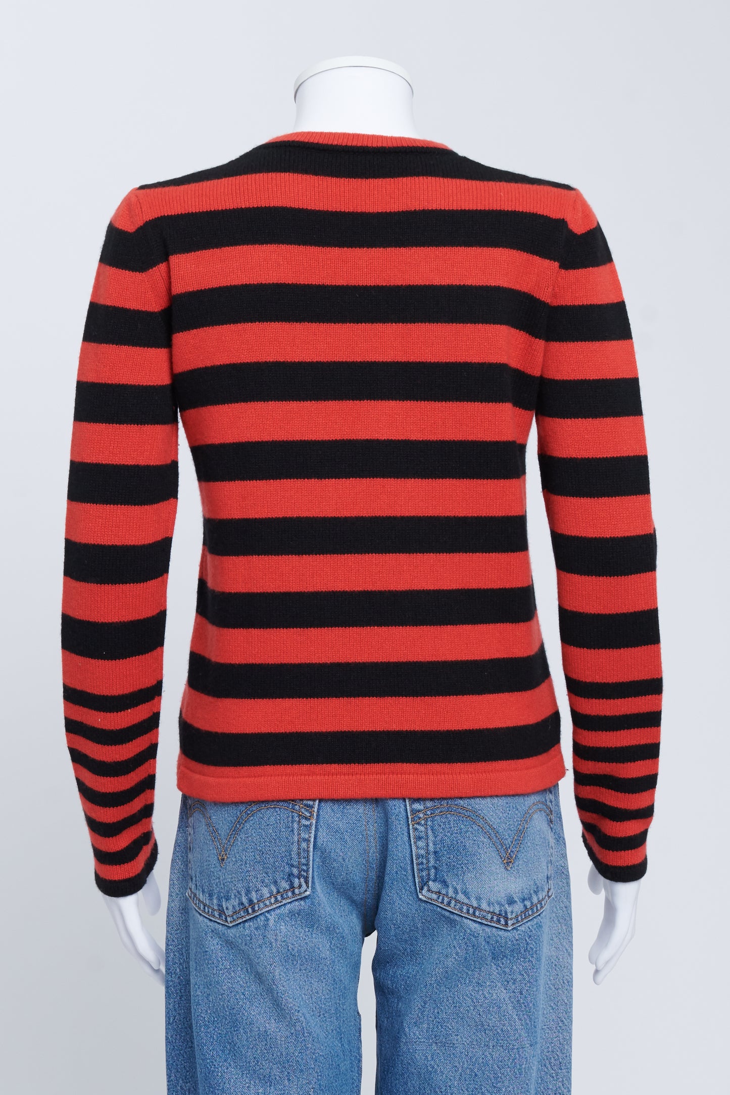 Red And Black Striped Knit Sweater