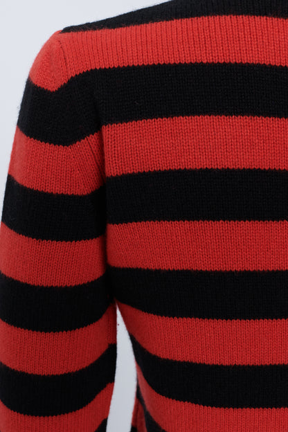 Red And Black Striped Knit Sweater