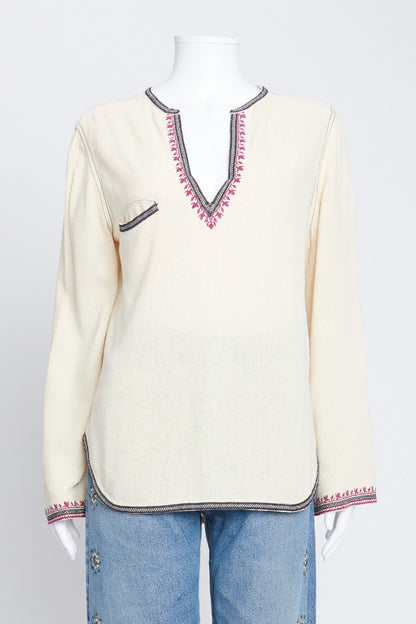 Sand Silk Embroidered Top