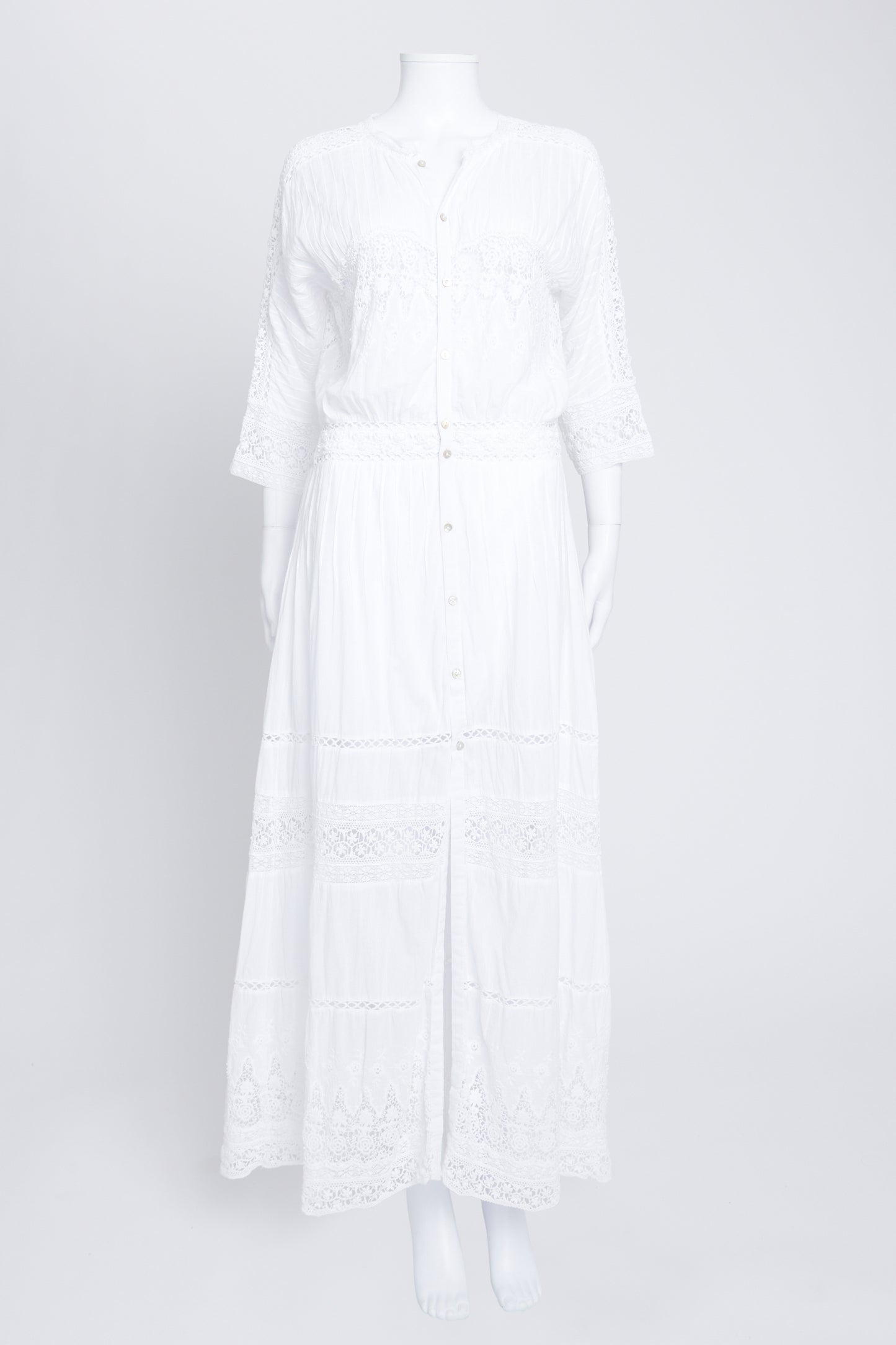 White Beth Cotton Crochet Trim Dress