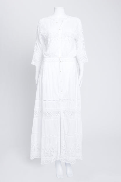 White Beth Cotton Crochet Trim Dress