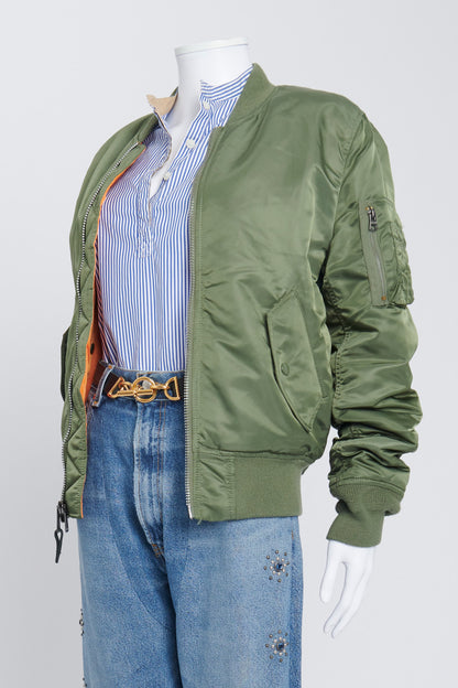 Army Green Reversible Bomber Jacket