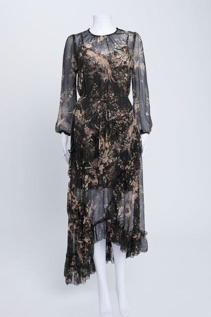 Black Sheer Floral Maxi Dress With Matching Slip