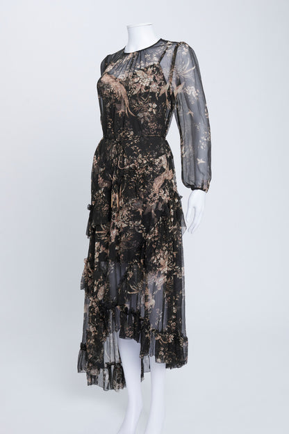Black Sheer Floral Maxi Dress With Matching Slip