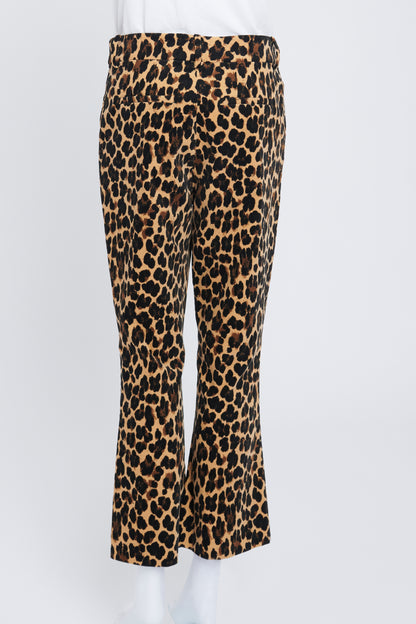 Cheetah Print Cropped Cotton Trousers