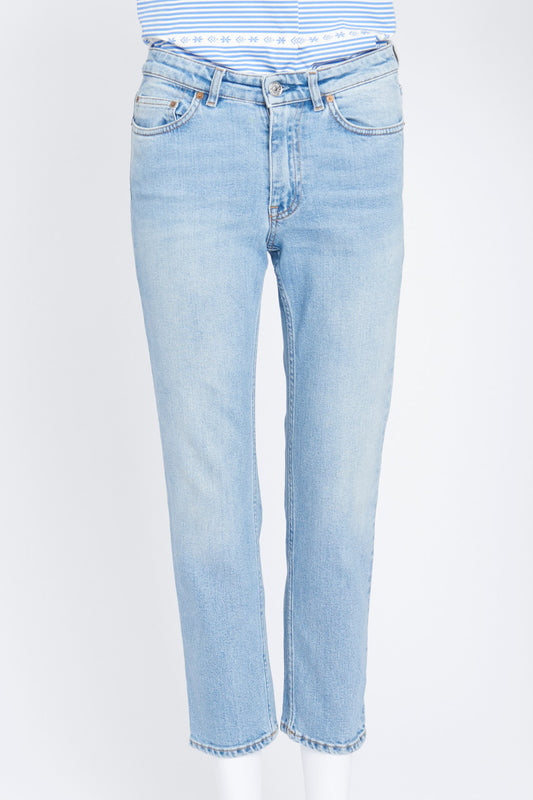 Light Washed Blue Denim Cropped Trousers