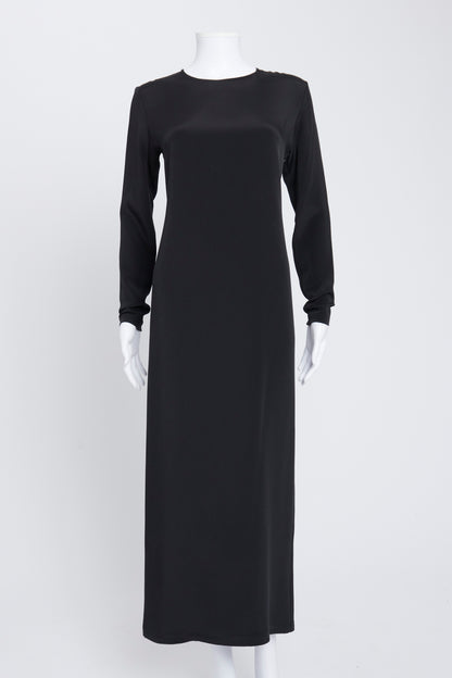 Black Jacqueline Long-Sleeved Silk-Satin Maxi Dress