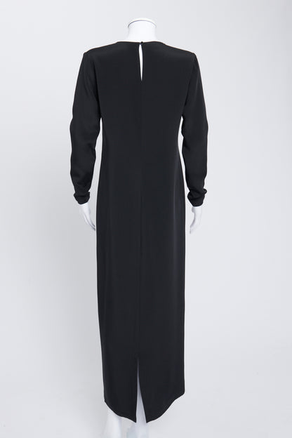 Black Jacqueline Long-Sleeved Silk-Satin Maxi Dress