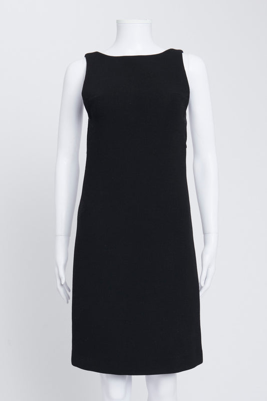 Black Wool Knee-Length Dress With Low Back