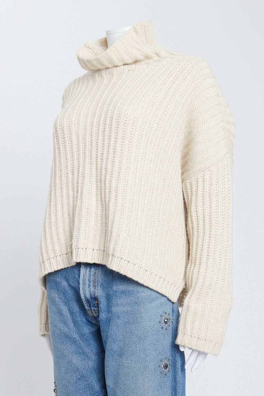 Cream Knitted Cashmere Jumper