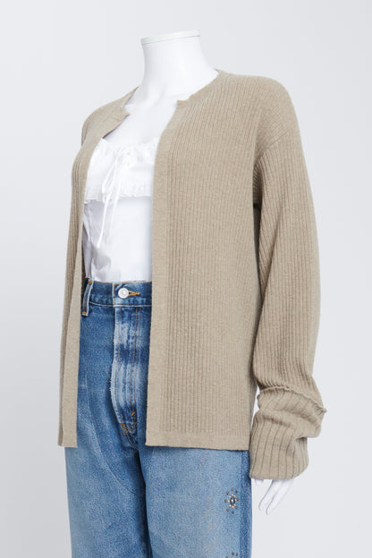 Light Grey Ribbed Wool Cardigan