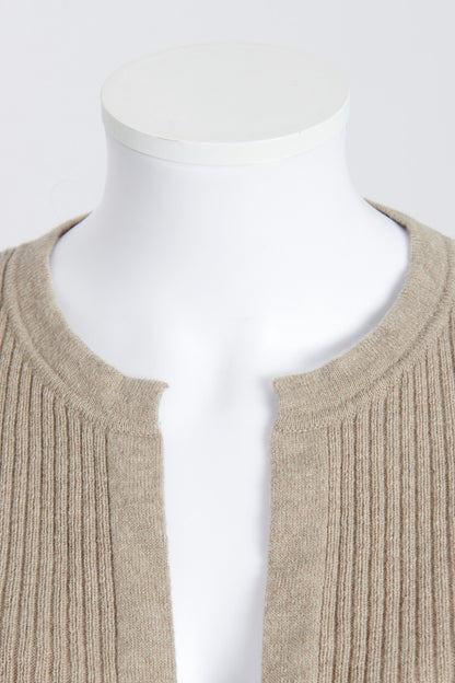 Light Grey Ribbed Wool Cardigan