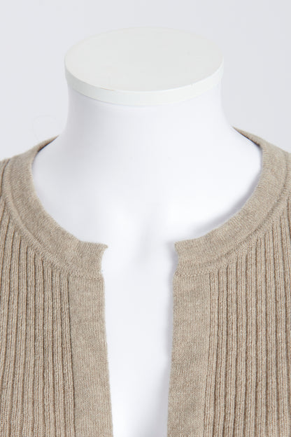 Light Grey Ribbed Wool Cardigan