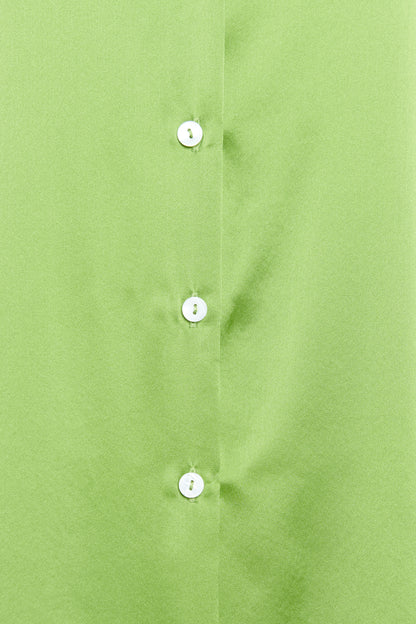 Green Button Up Bias Shirt Dress