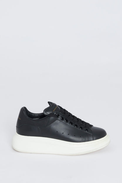 Black Leather Platform Preowned Trainers