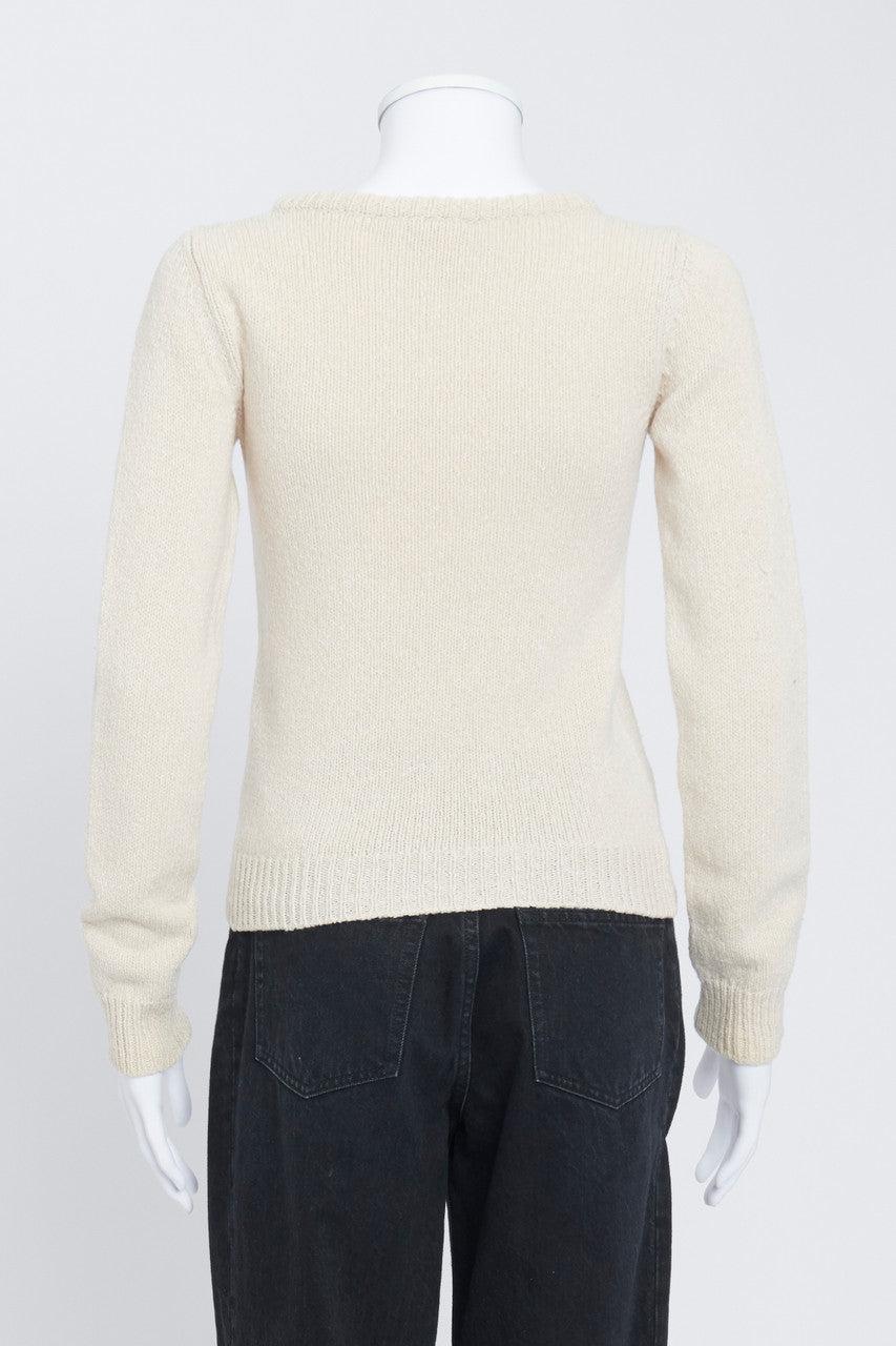 Cream Knitted Preowned Sweater with Seashell Embellishment