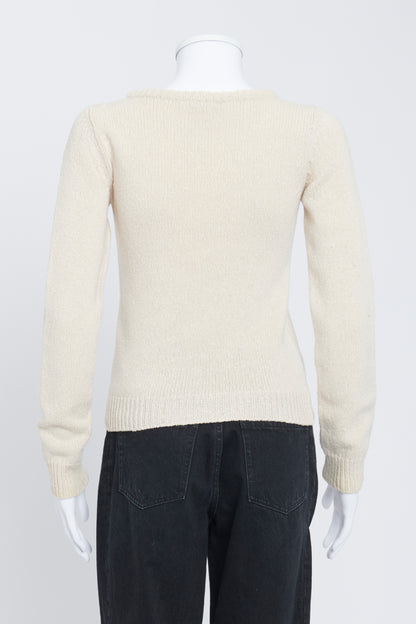 Cream Knitted Preowned Sweater with Seashell Embellishment