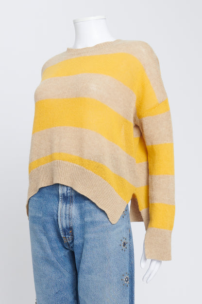 Yellow and Beige Striped Open Back Preowned Jumper