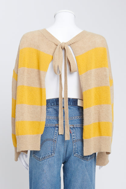Yellow and Beige Striped Open Back Preowned Jumper