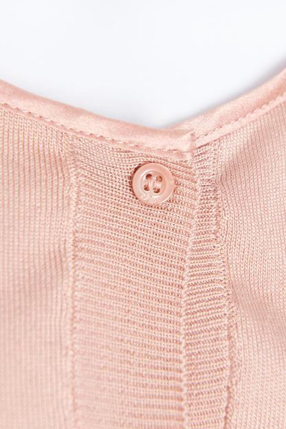 Blush Pink Short Sleeved Cardigan With Floral Applique