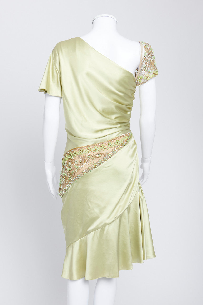Pale Green Silk Embellished Dress