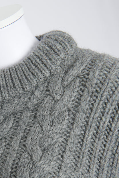 Grey Cable Knit Geneva Jumper With Open Back