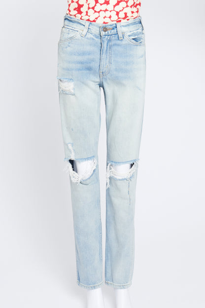 Light Washed Denim Ripped Trousers