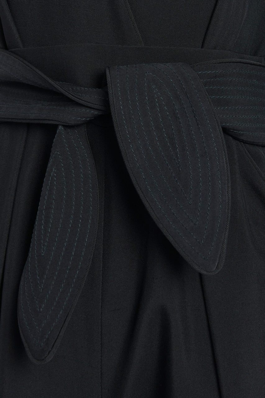 Black Silk Belted Jumpsuit