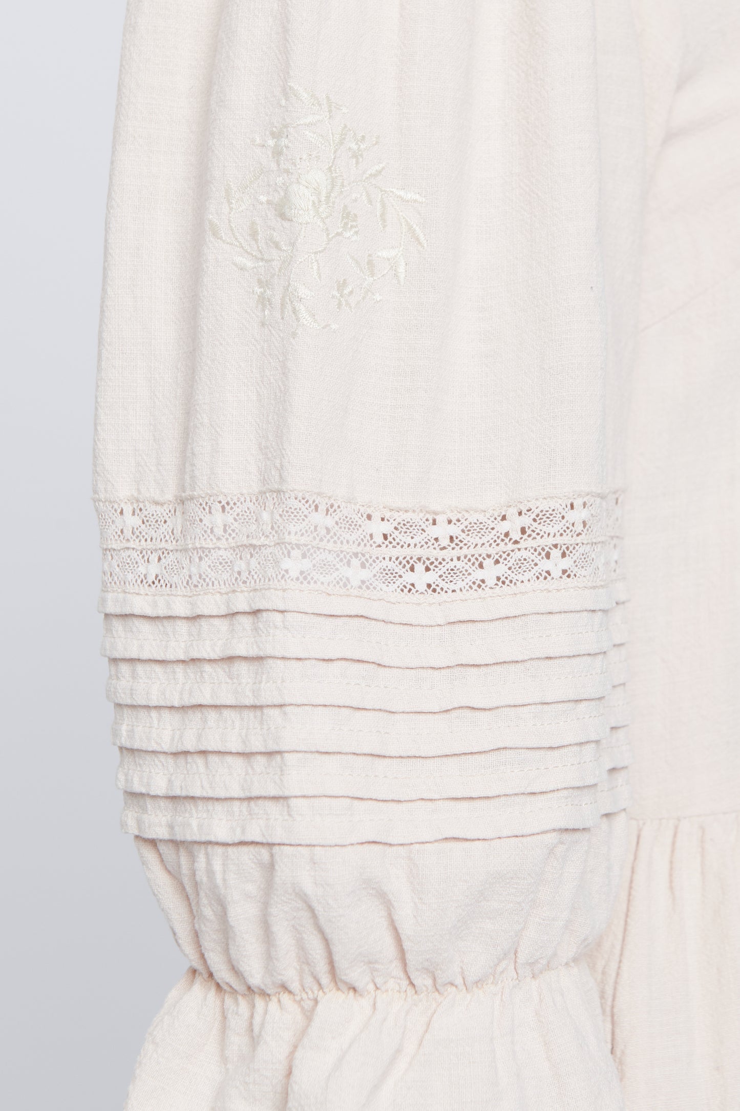 Beige Embroidered Midi Dress