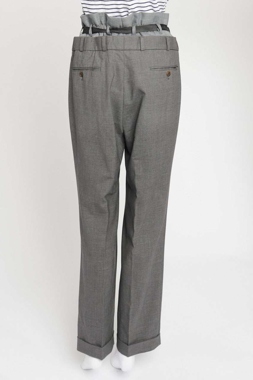 Grey Layered Crepe Trousers