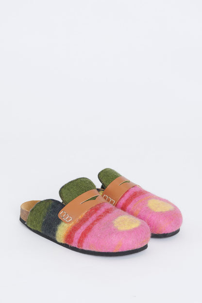 Pink Multi Colour Sunset Image Backless Loafers