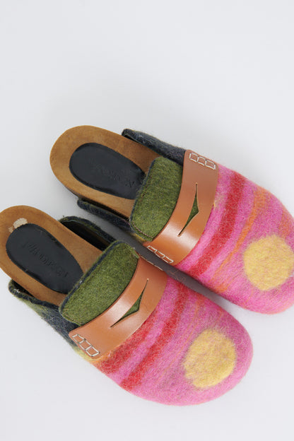 Pink Multi Colour Sunset Image Backless Loafers