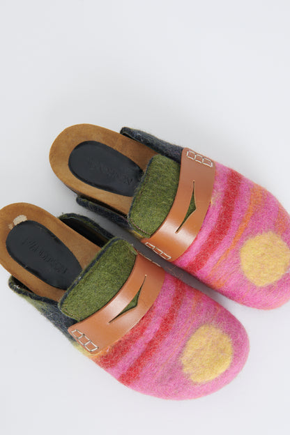 Pink Multi Colour Sunset Image Backless Loafers