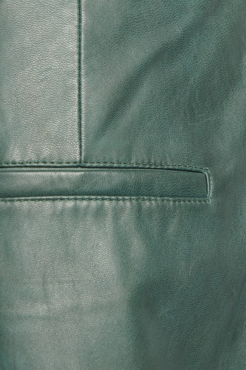 Dark Green Leather Shorts