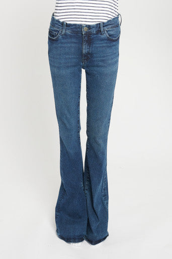 Blue High-Rise Slim Kick Flare Jeans