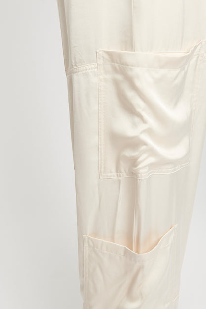 Off-White Spirit Satin-Trimmed Crepe Wide-Leg Cargo Pants