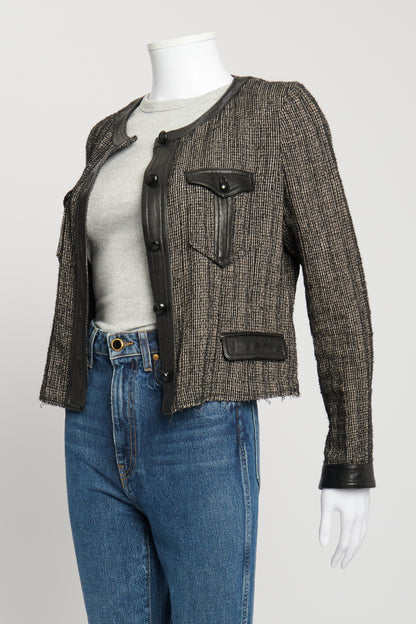 Tweed and Leather Cropped Jacket