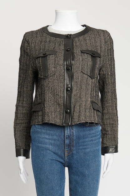 Tweed and Leather Cropped Jacket