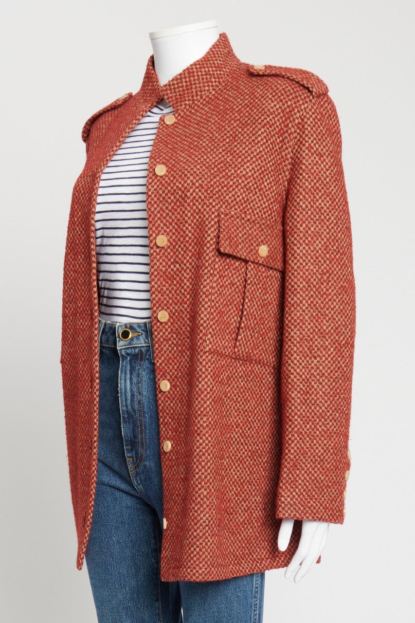Red Tweed Wool Preowned Jacket