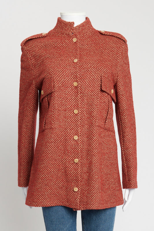 Red Tweed Wool Preowned Jacket