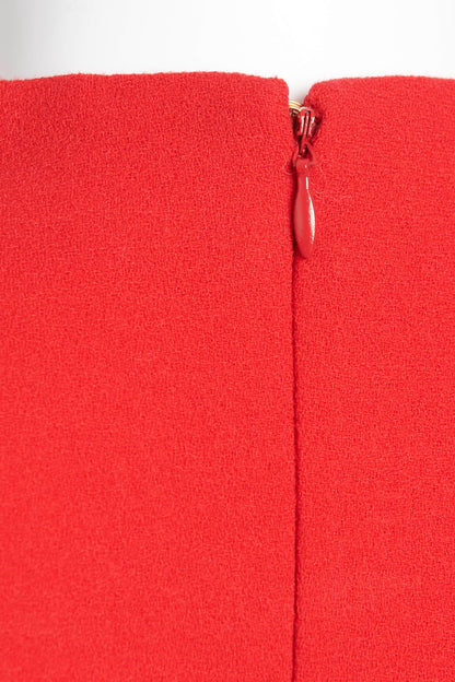 Red Wool Peplum Knee-Length Dress