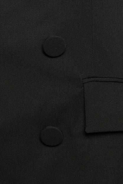 Black Wool Draped Blazer