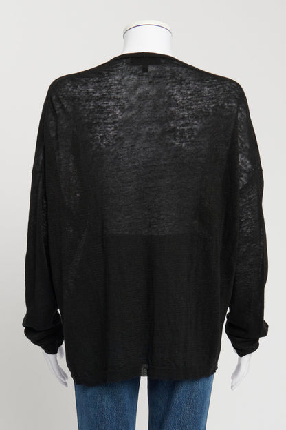 Black Linen Lace Up Preowned Shirt