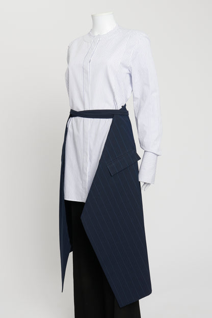 Navy and Blue Striped Wrap Self Tie Skirt