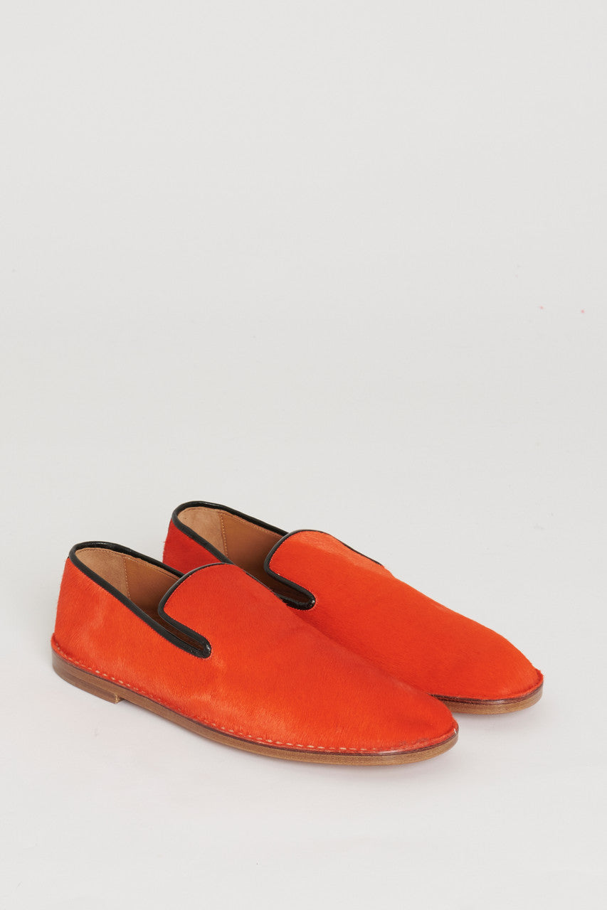 Red fur hot sale loafers